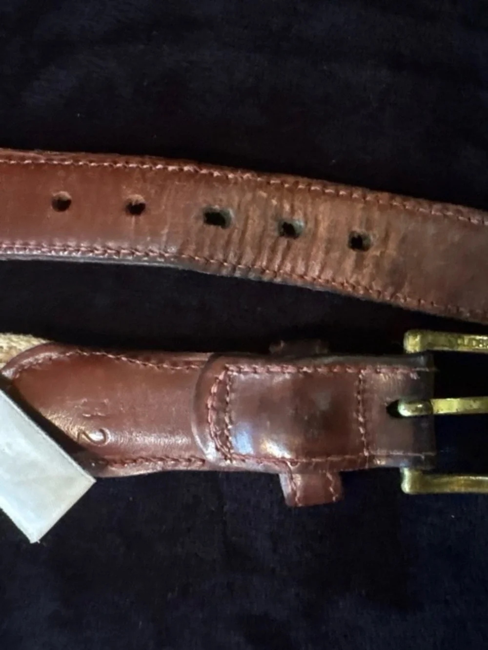 Volunteer Traditions TN Flag Webbing Belt Size 32 Tan Blue Leather Preppy VGUC